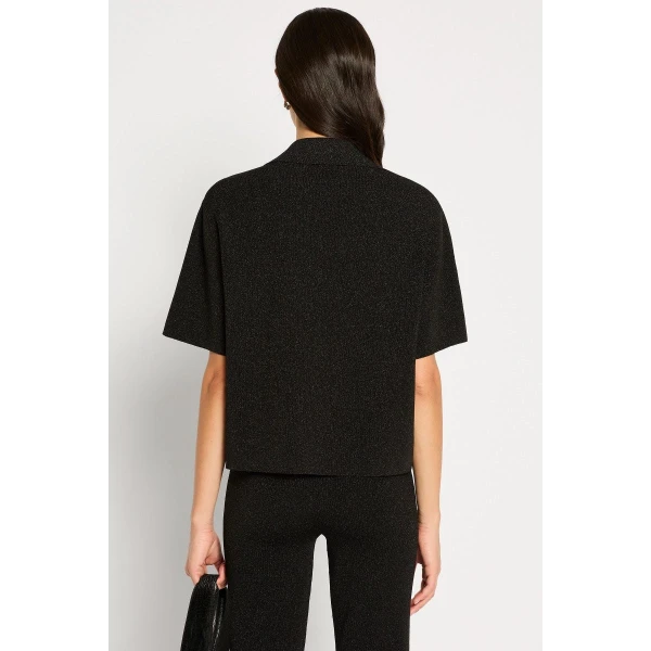 Jet Rib Sparkle Knit Polo Shirt - Image 5