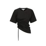 Alda Asymmetrical Drawstring T Shirt - Black