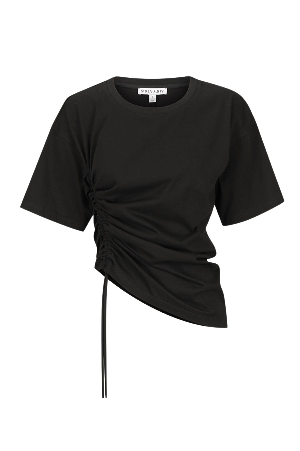 Shona Joy Alda Asymmetrical Drawstring T Shirt – Black