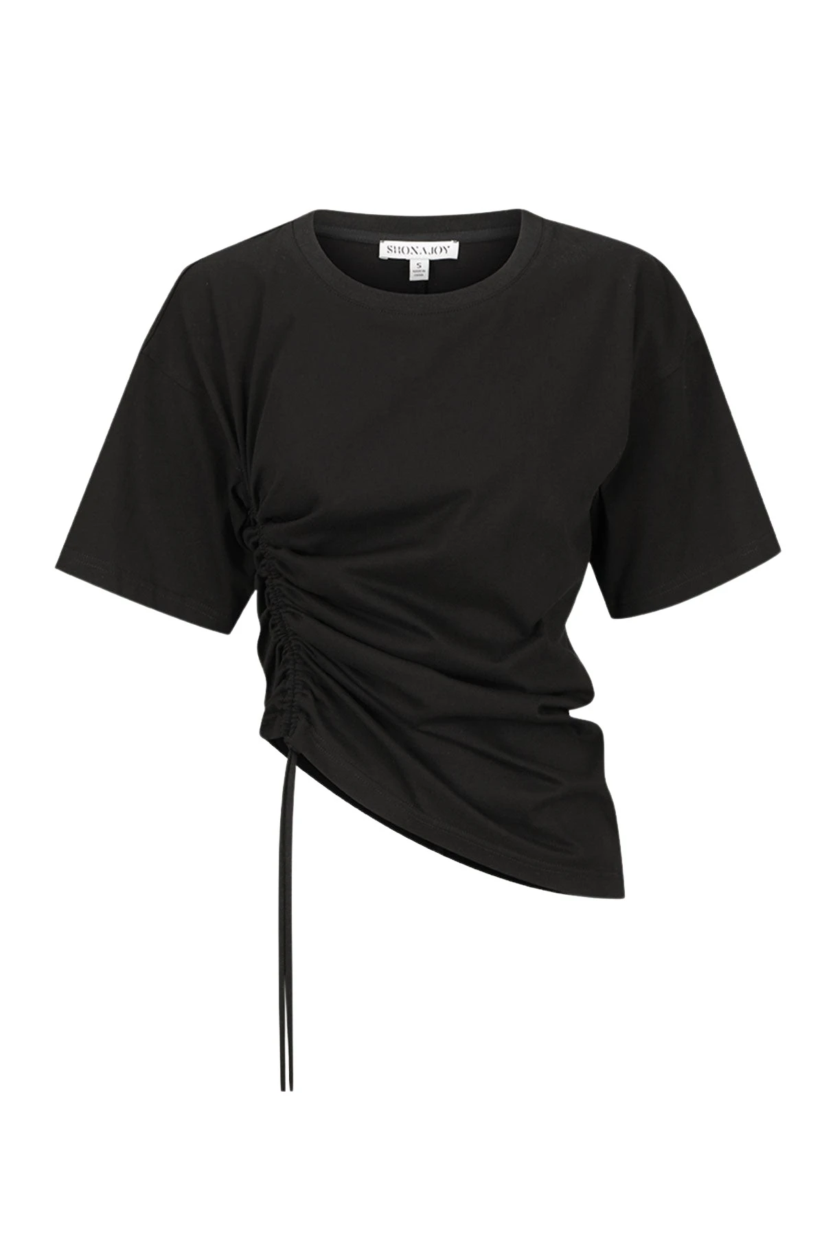 Shona-Joy-Alda-Asymmetrical-Drawstring-T-Shirt-Black-685184_nobg Alda Asymmetrical Drawstring T Shirt - Black - Image 1