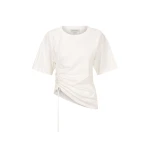 Alda Asymmetrical Drawstring T Shirt - White