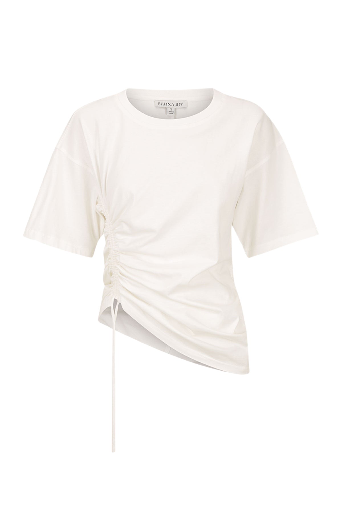 Shona Joy Alda Asymmetrical Drawstring T Shirt – White