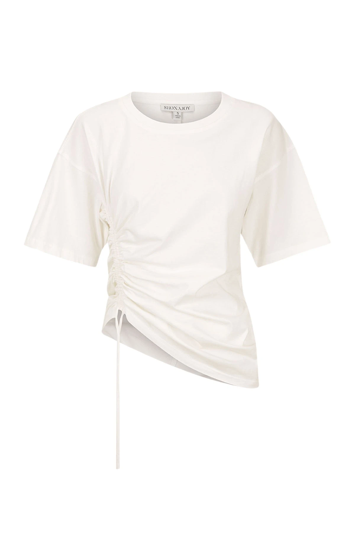 Shona-Joy-Alda-Asymmetrical-Drawstring-T-Shirt-White-524063_nobg Alda Asymmetrical Drawstring T Shirt - White - Image 1