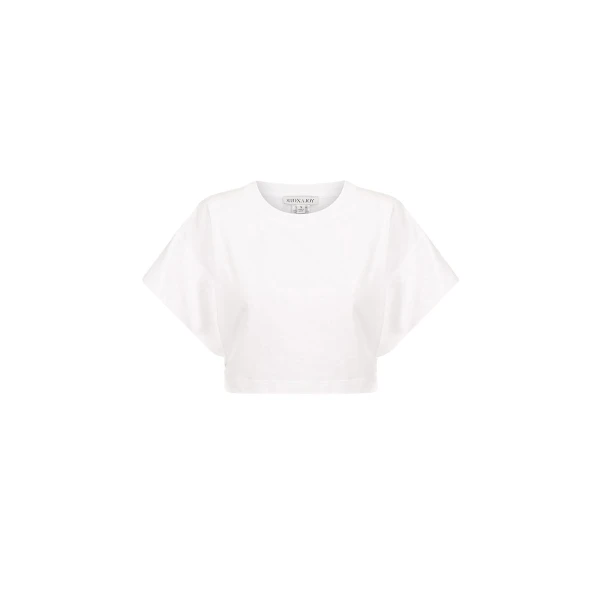 Alda Open Back Drawstring Crop T Shirt - White