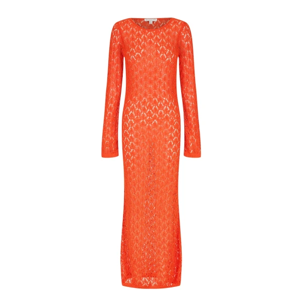 Avery Flared Sleeve Open Back Maxi Dress - Hibiscus