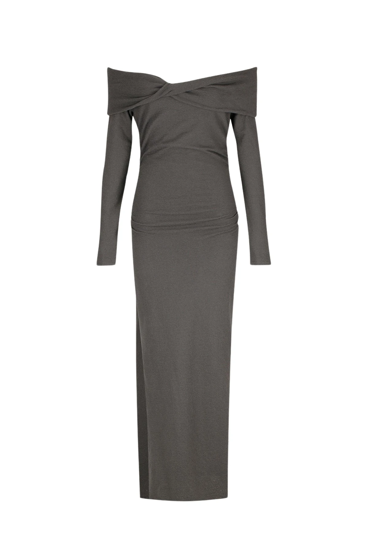 Shona-Joy-Beau-Off-Shoulder-Twist-Front-Midi-Dress-Dark-Ash-697559_nobg Beau Off Shoulder Twist Front Midi Dress - Dark Ash - Image 1