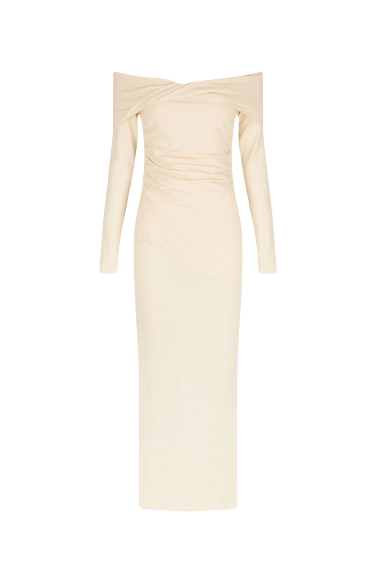 Shona-Joy-Beau-Off-Shoulder-Twist-Front-Midi-Dress-Macadamia13368_nobg Beau Off Shoulder Twist Front Midi Dress - Macadamia - Image 1