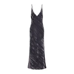 Holli Plunged Gathered Midi Dress - Dark Ash