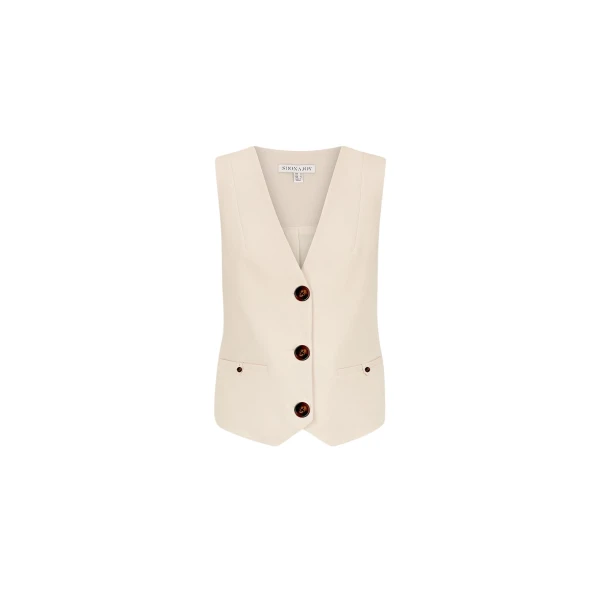 Irena Oversized Tailored Vest - Bone
