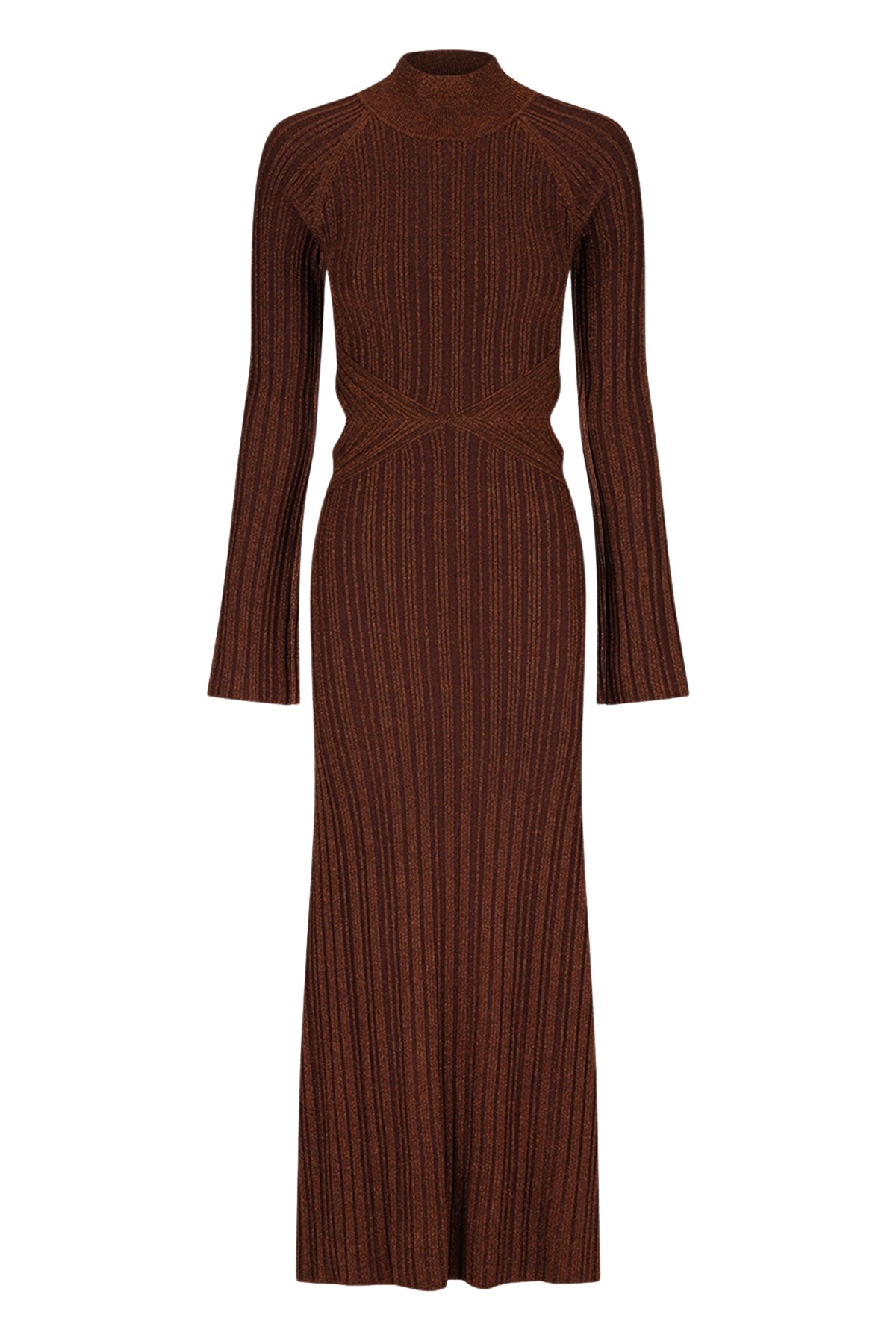 Shona Joy Kamari Long Sleeve Cut Out Midi Dress – Brandy Brown