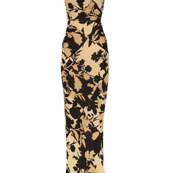 Shona Joy Lai Silk High Neck Ruched Maxi Dress