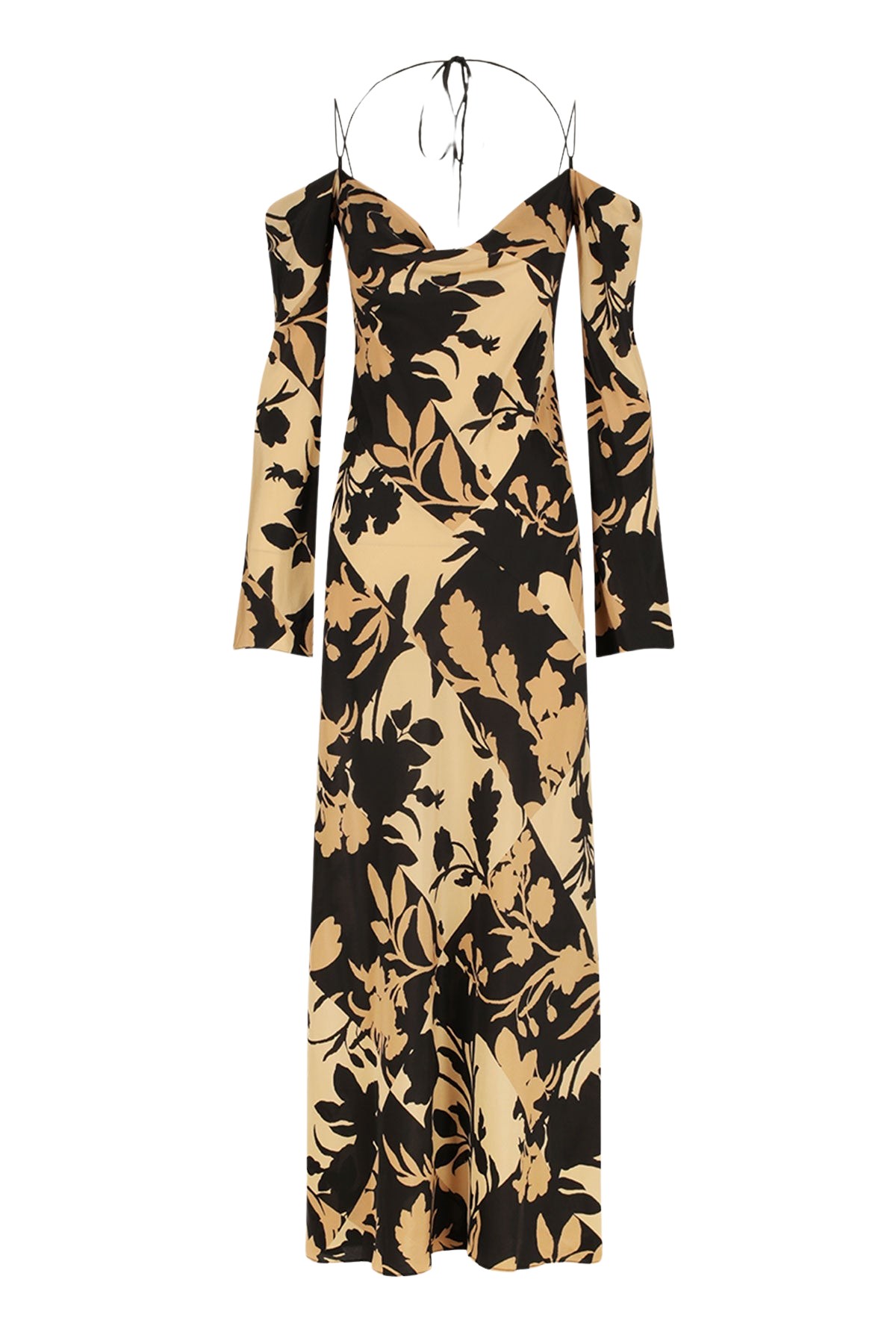 Shona Joy Lai Silk Off The Shoulder Tie Maxi Dress