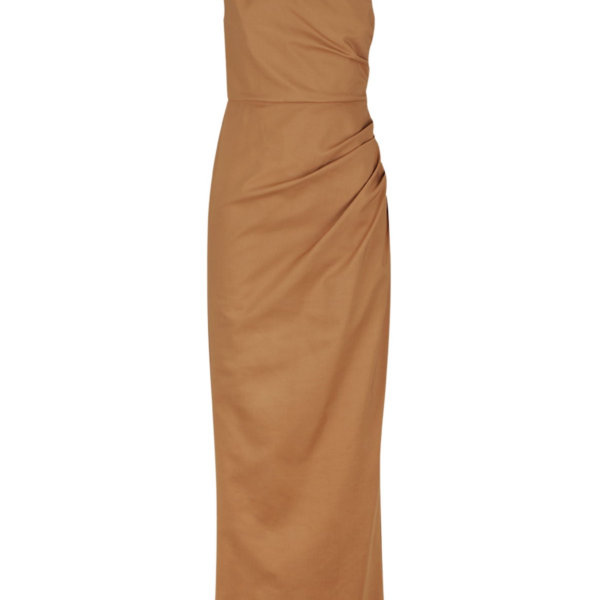 Shona Joy Lani Asymmetrical Gathered Maxi Dress – Cinnamon