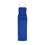 Lani Draped Cross Back Midi Dress - Azure
