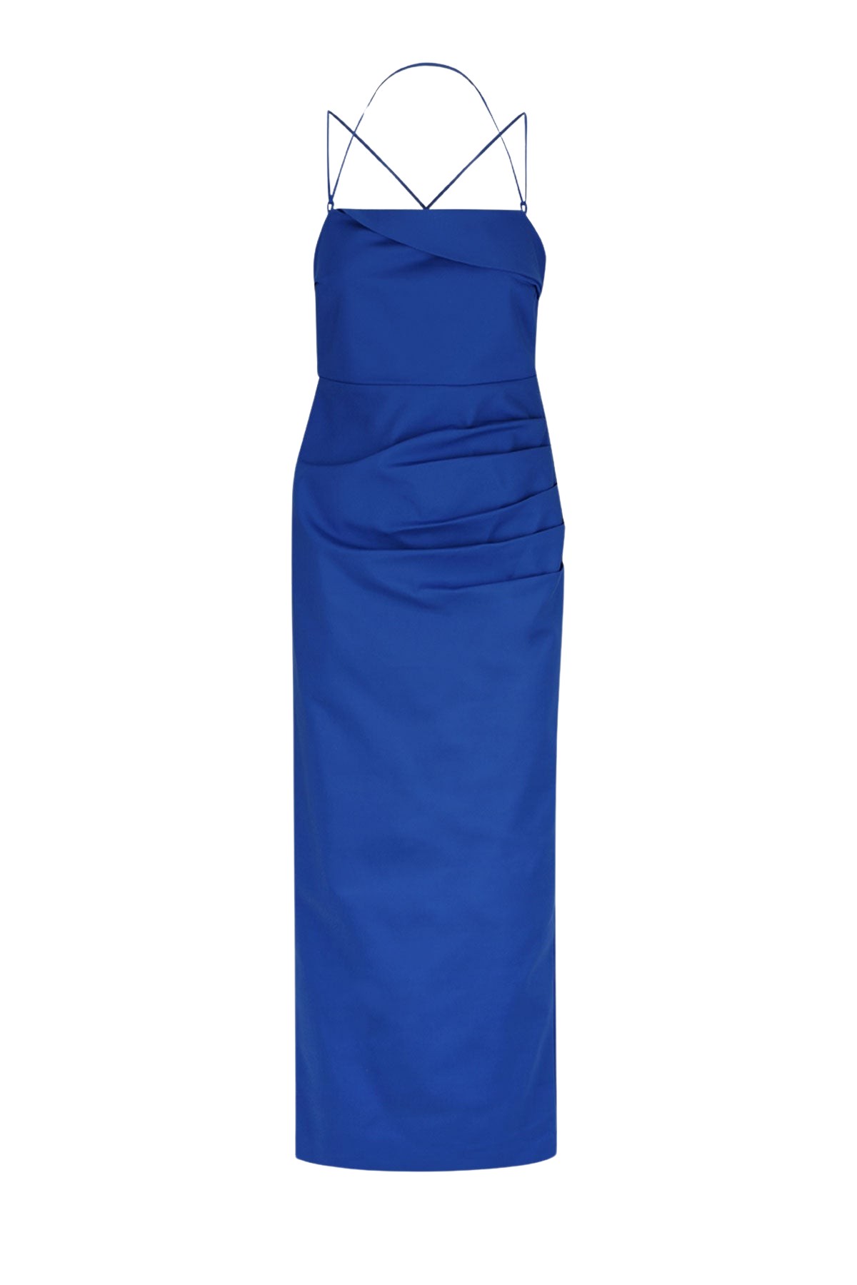 Shona Joy Lani Draped Cross Back Midi Dress – Azure