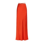Milenna Silk Bias Tie Maxi Skirt - Chilli Red