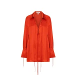 Milenna Silk Shirt Tie Mini Dress - Chilli Red