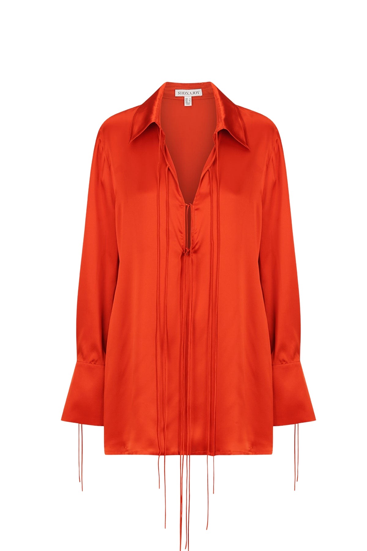 Shona Joy Milenna Silk Shirt Tie Mini Dress – Chilli Red