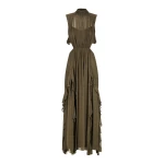 Oden Backless Frill Maxi Dress - Olive