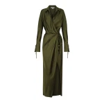 Shae Draped Shirt Maxi Dress - Pine Green