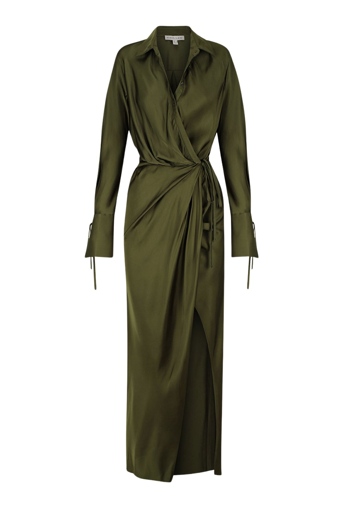 Shona Joy Shae Draped Shirt Maxi Dress – Pine Green