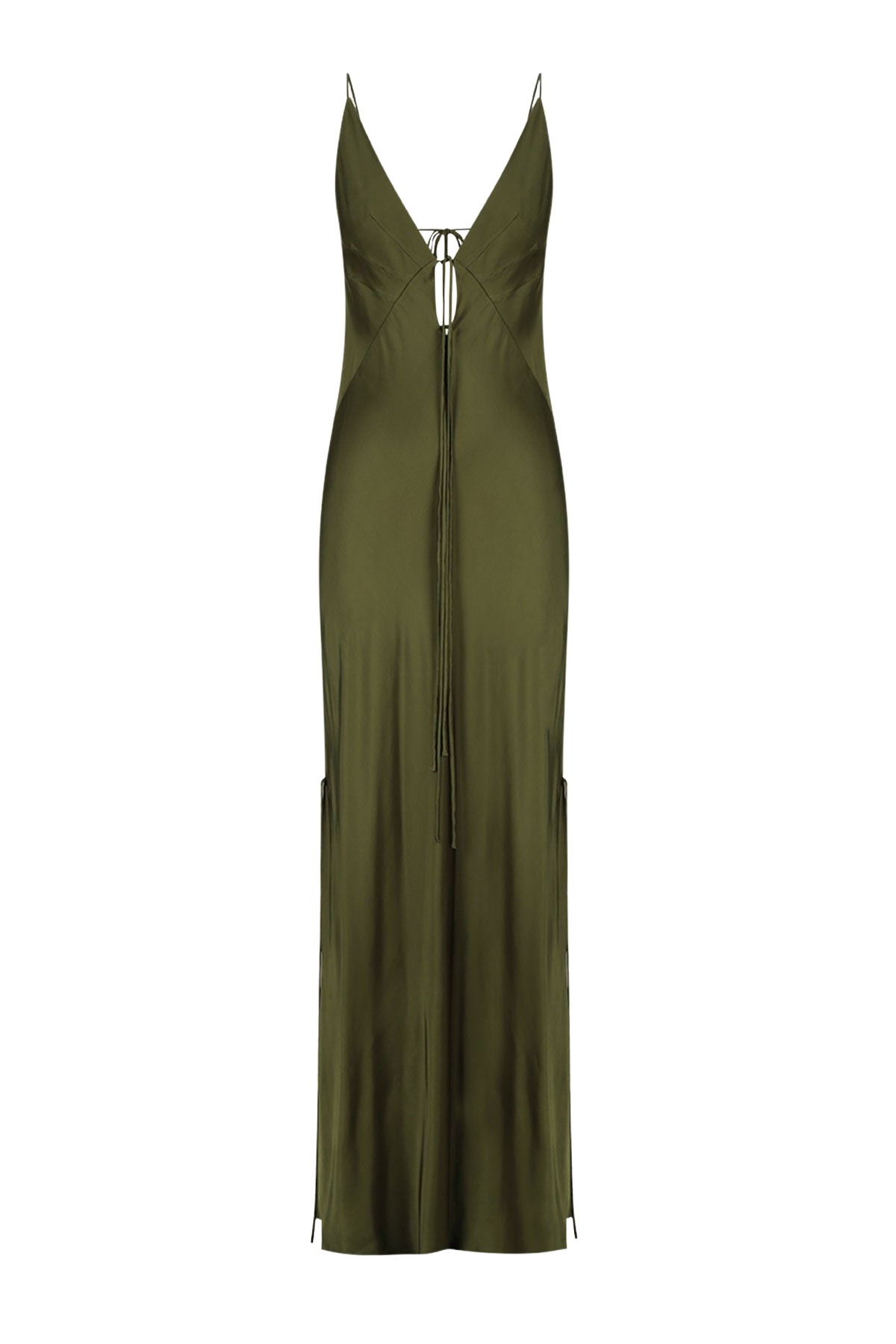 Shona Joy Shae Plunged Slip Tie Maxi Dress – Pine Green