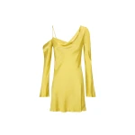 Sofia Asymmetrical Long Sleeve Mini Dress - Lime