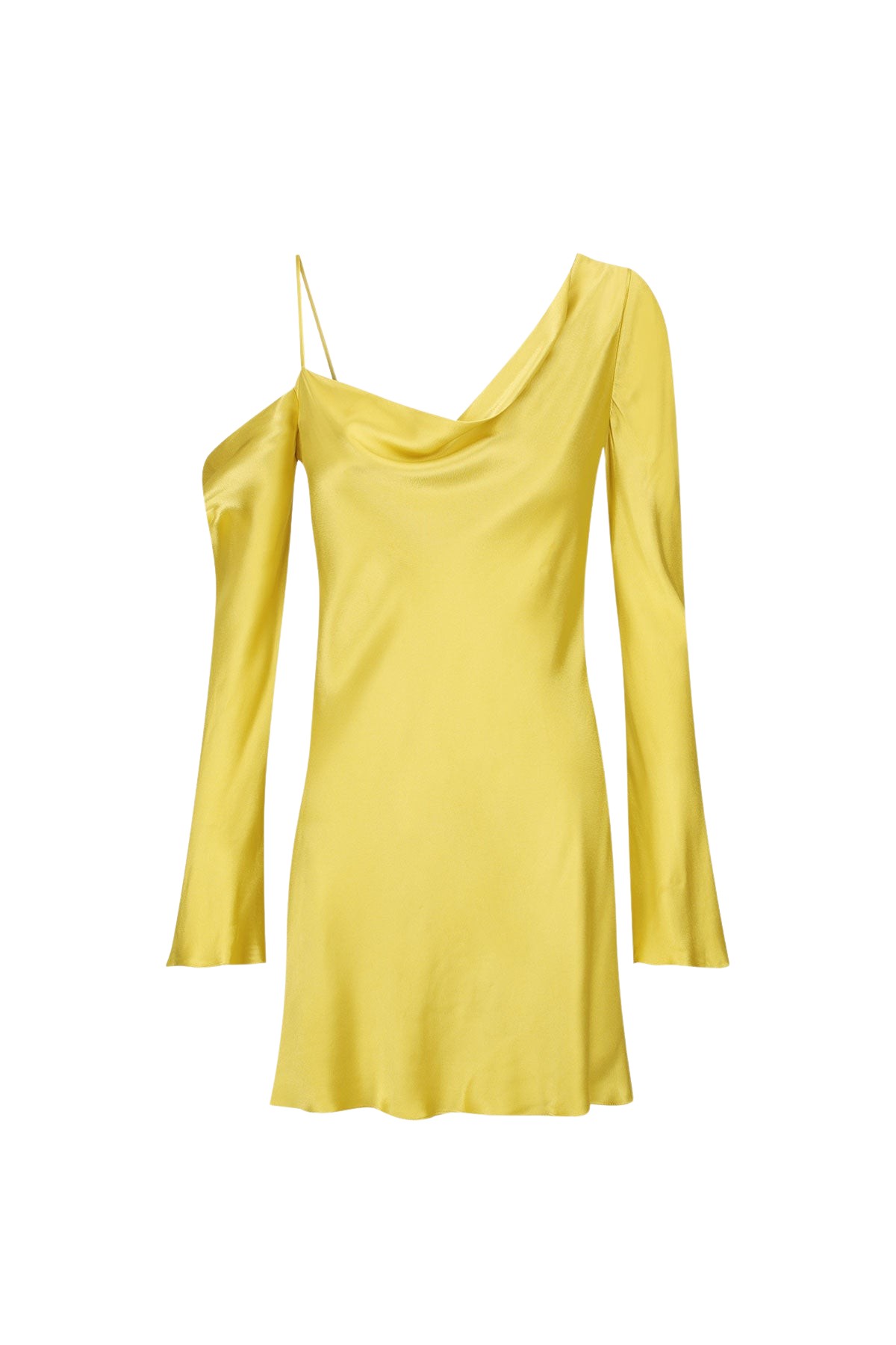 Shona Joy Sofia Asymmetrical Long Sleeve Mini Dress – Lime