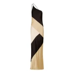 Sofia Contrast One Shoulder Cowl Back Maxi Dress - Black/Multi