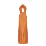 Sofia Cross Back Halter Maxi Dress - Ginger