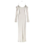 Sofia Off Shoulder Tie Maxi Dress - Silver