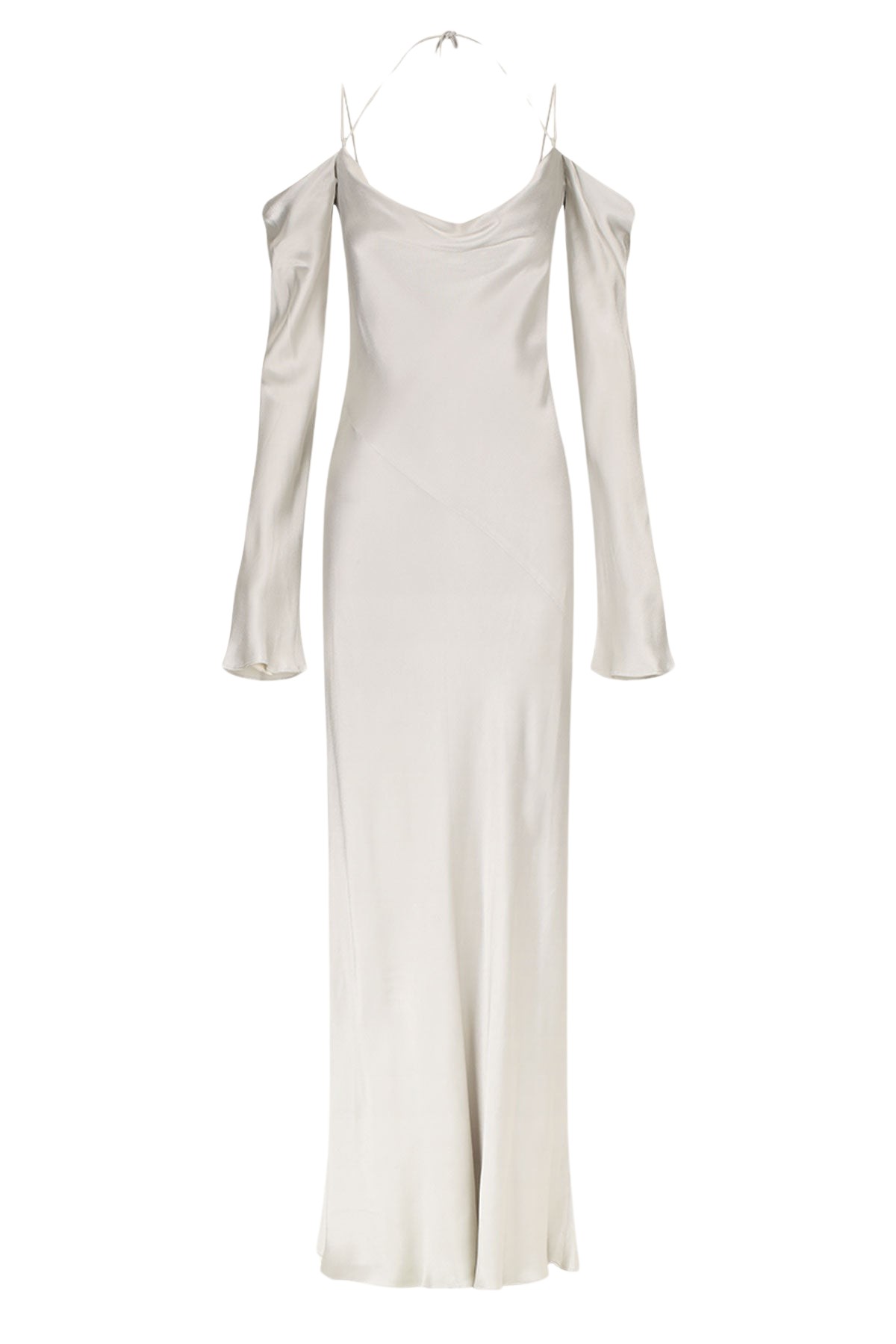 Shona Joy Sofia Off Shoulder Tie Maxi Dress – Silver