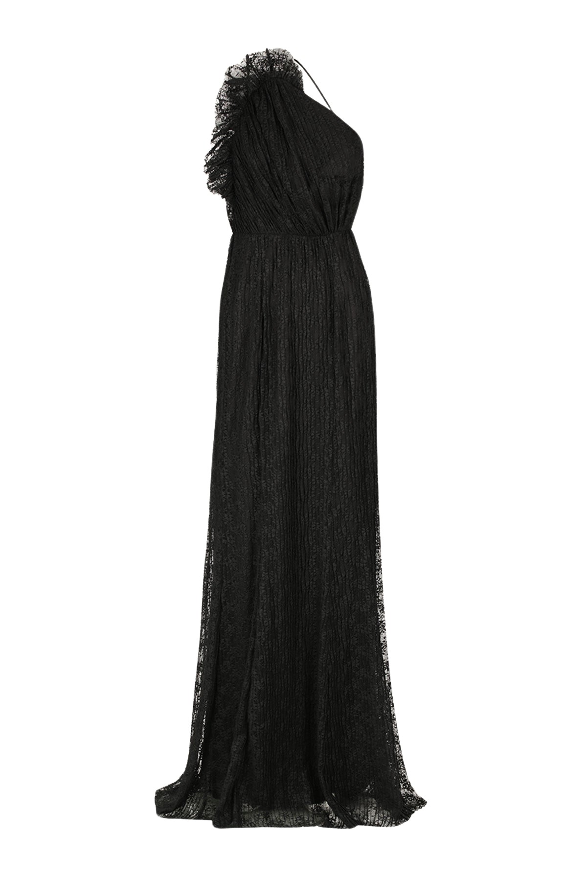 Shona Joy Sol Lace Asymmetrical Detail Maxi Dress – Black