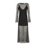 Sol Lace Long Sleeve Midi Dress - Black