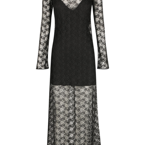 Shona Joy Sol Lace Long Sleeve Midi Dress – Black