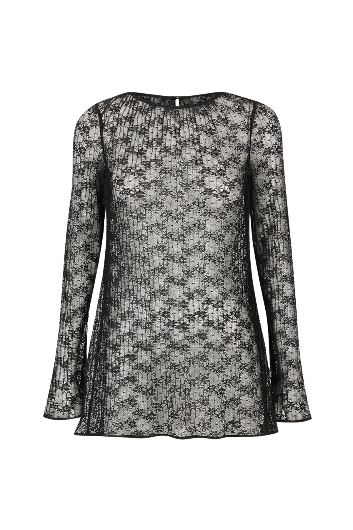 Shona Joy Sol Lace Long Sleeve Tunic Top – Black