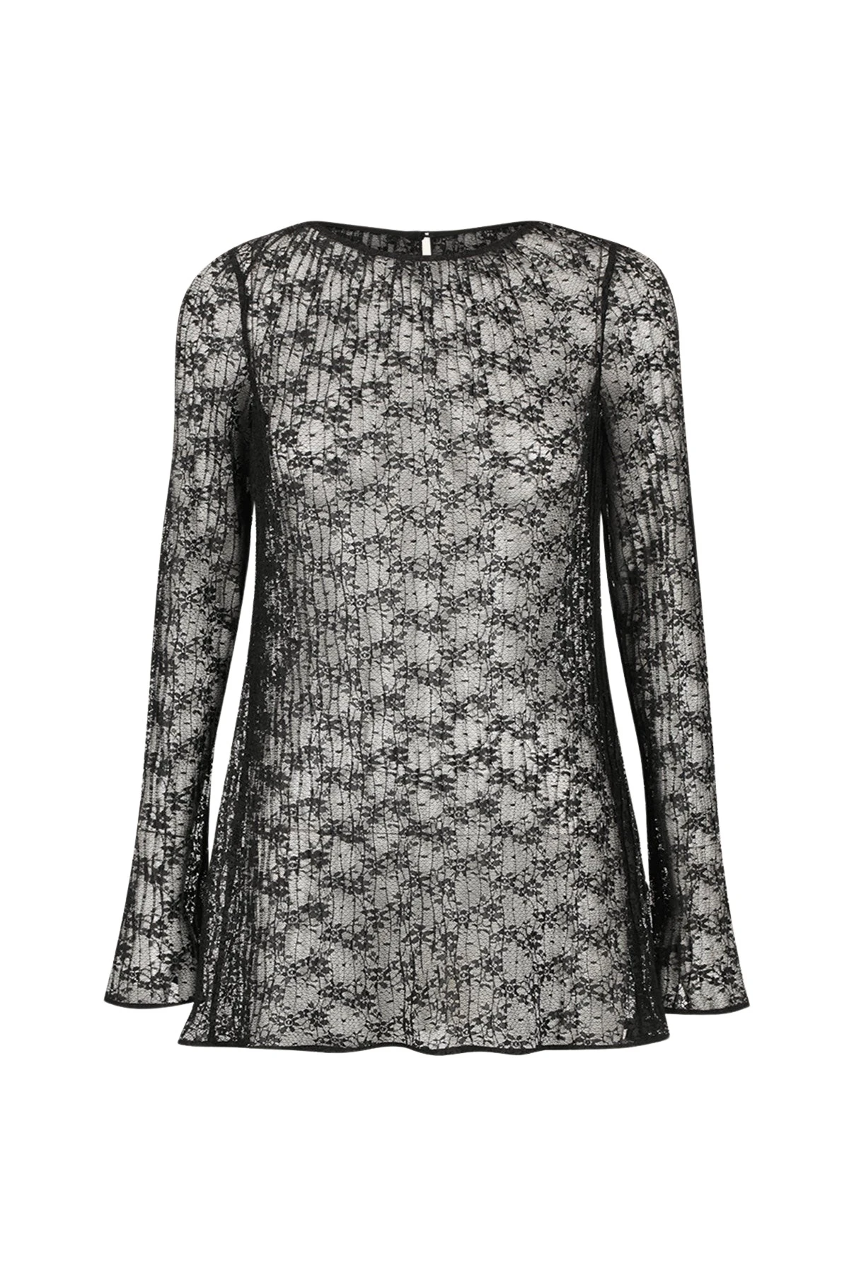 Shona-Joy-Sol-Lace-Long-Sleeve-Tunic-Top-Black-686573_nobg Sol Lace Long Sleeve Tunic Top - Black - Image 1