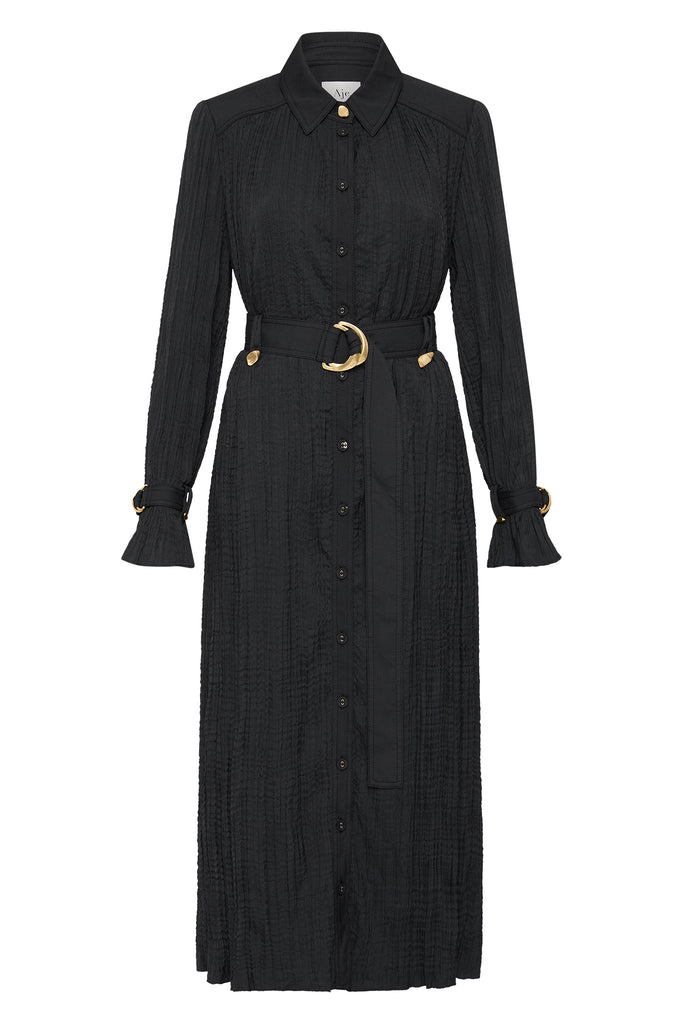 Aje Bays Crushed Pleat Midi Dress