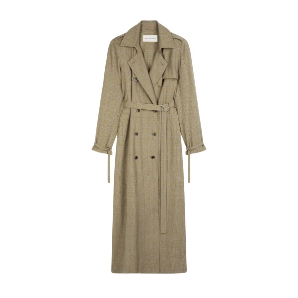 Checked trench coat