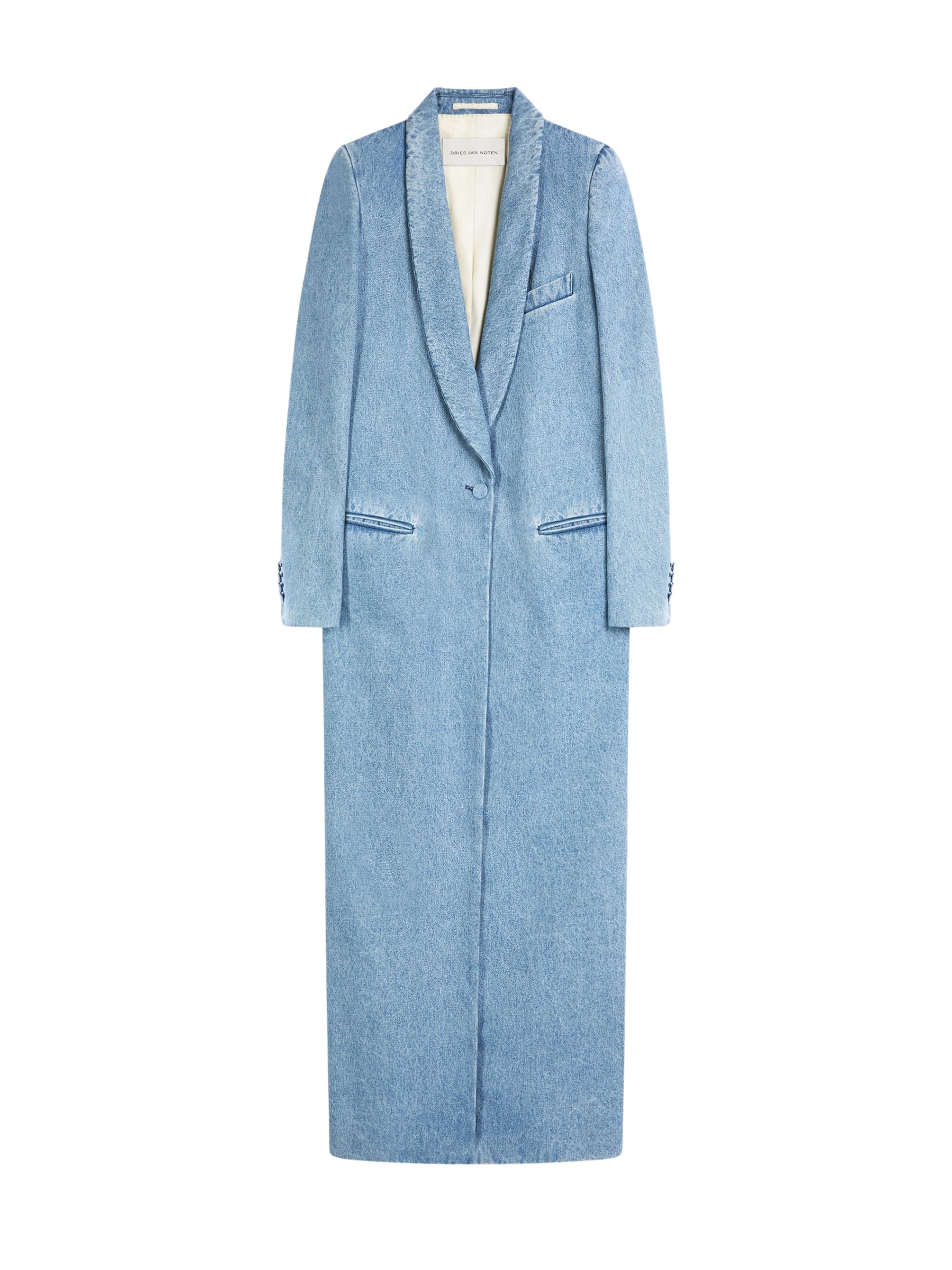 Dries Van Noten Denim tuxedo coat