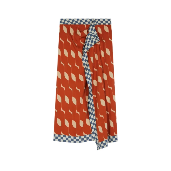 Printed draped skirt
