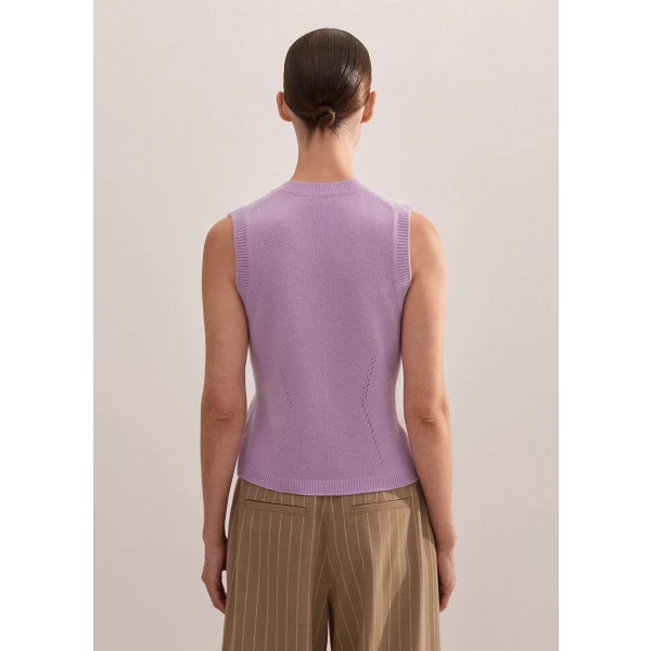 Cashmere Lace Stitch Fashioned Sweater Vest - Image 6
