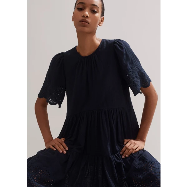 Cheesecloth Broderie Short Swing Dress + Belt - Image 5