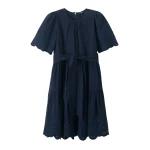 Cheesecloth Broderie Short Swing Dress + Belt