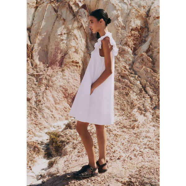 Cheesecloth Frill Short Swing Dress + Belt - Image 5