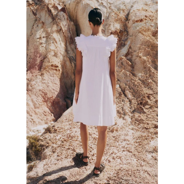 Cheesecloth Frill Short Swing Dress + Belt - Image 6