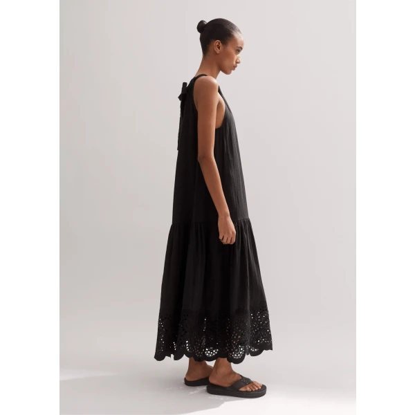 Cheesecloth Lace Trim Maxi Sundress + Belt - Image 5