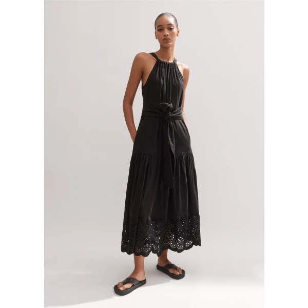 Cheesecloth Lace Trim Maxi Sundress + Belt - Image 6