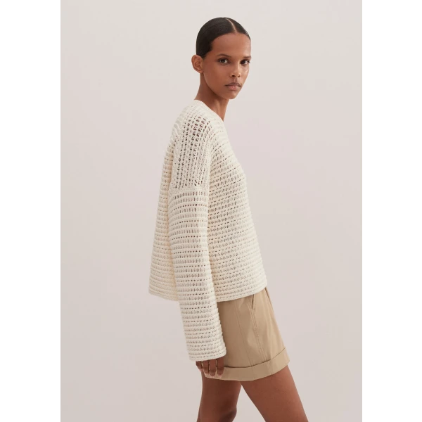 Chunky Cotton Open Stitch Box Sweater - Image 5