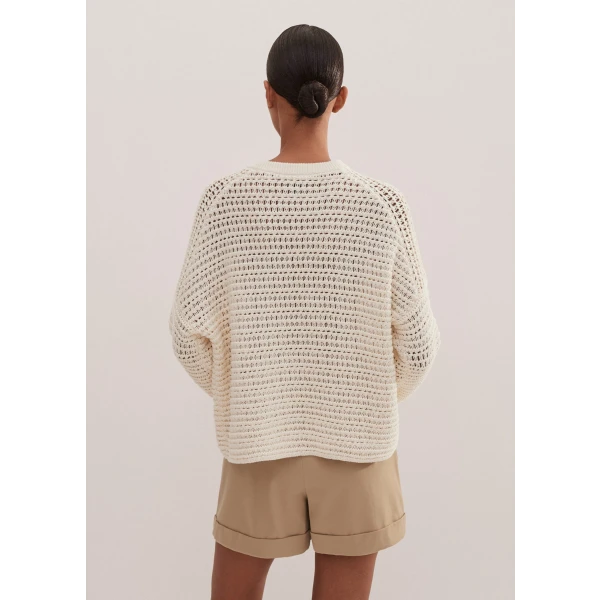 Chunky Cotton Open Stitch Box Sweater - Image 6